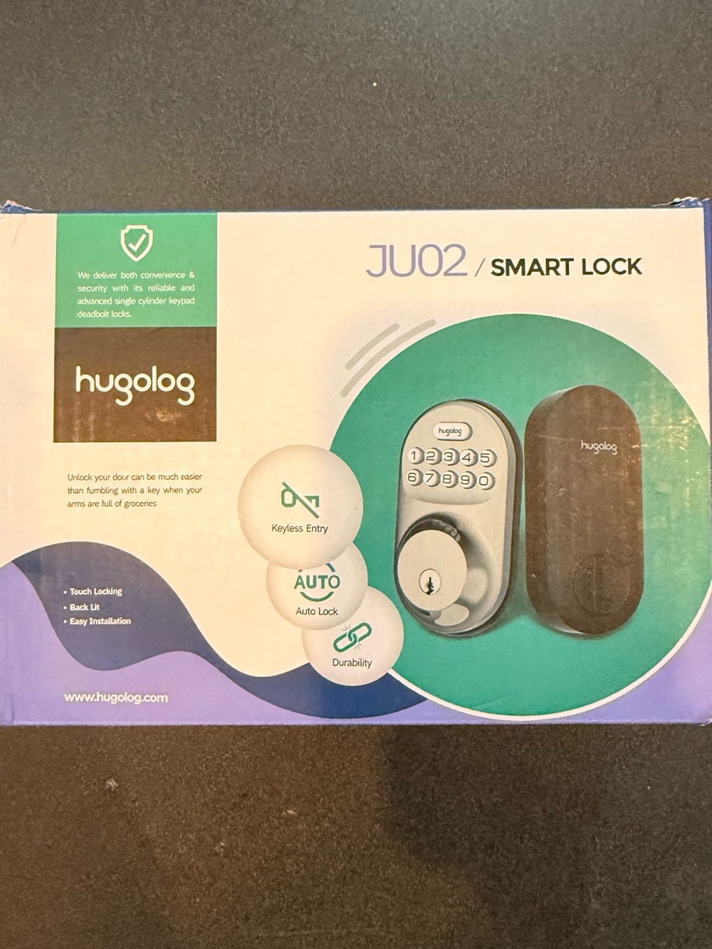 Hugolog JU02 Smart Lock - Silver and Black